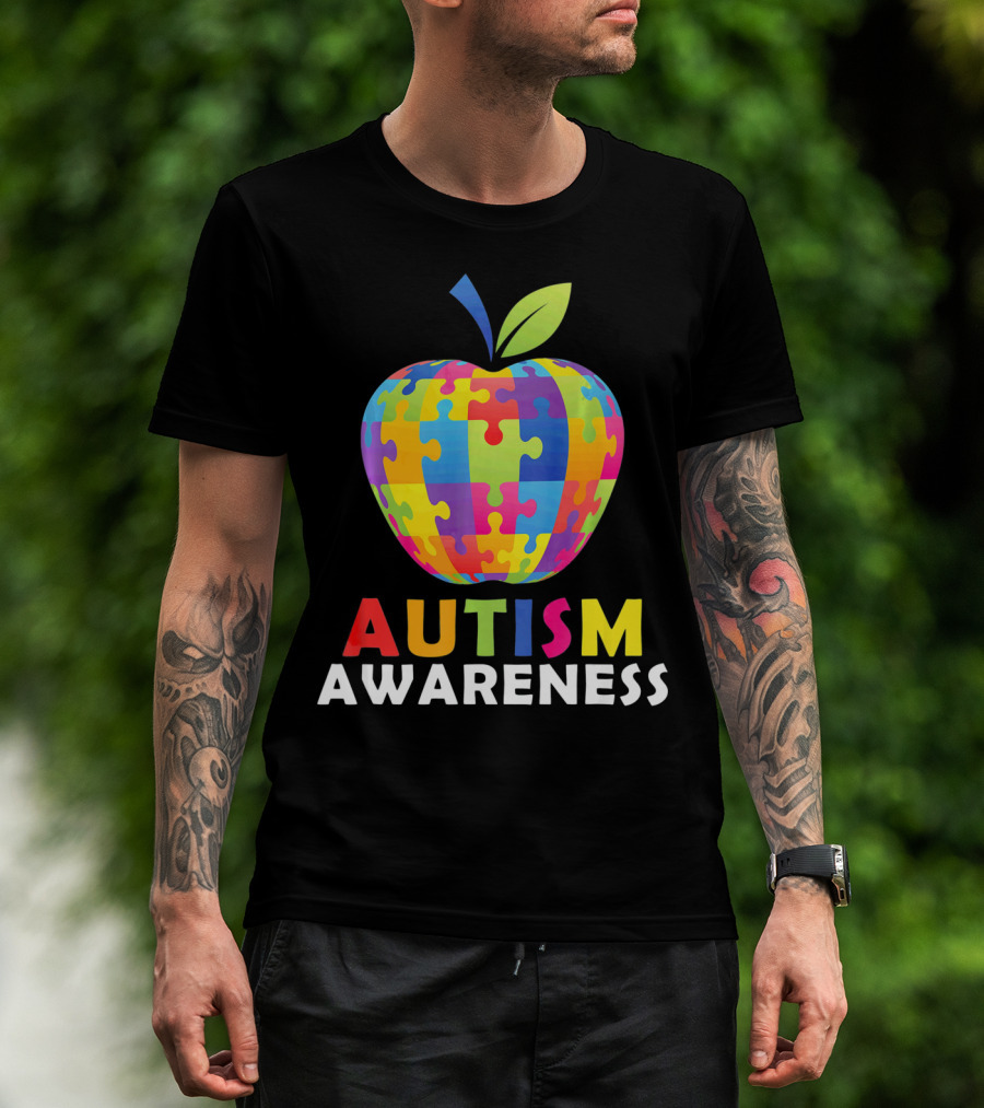 Autism Awareness Puzzle Piece Apple T-Shirt
