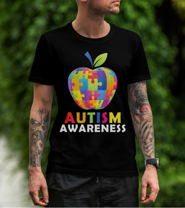 Autism Awareness Puzzle Piece Apple T-Shirt