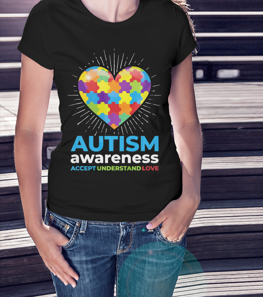 Autism Awareness Day Heart Puzzle Accept Understand Love T-Shirt