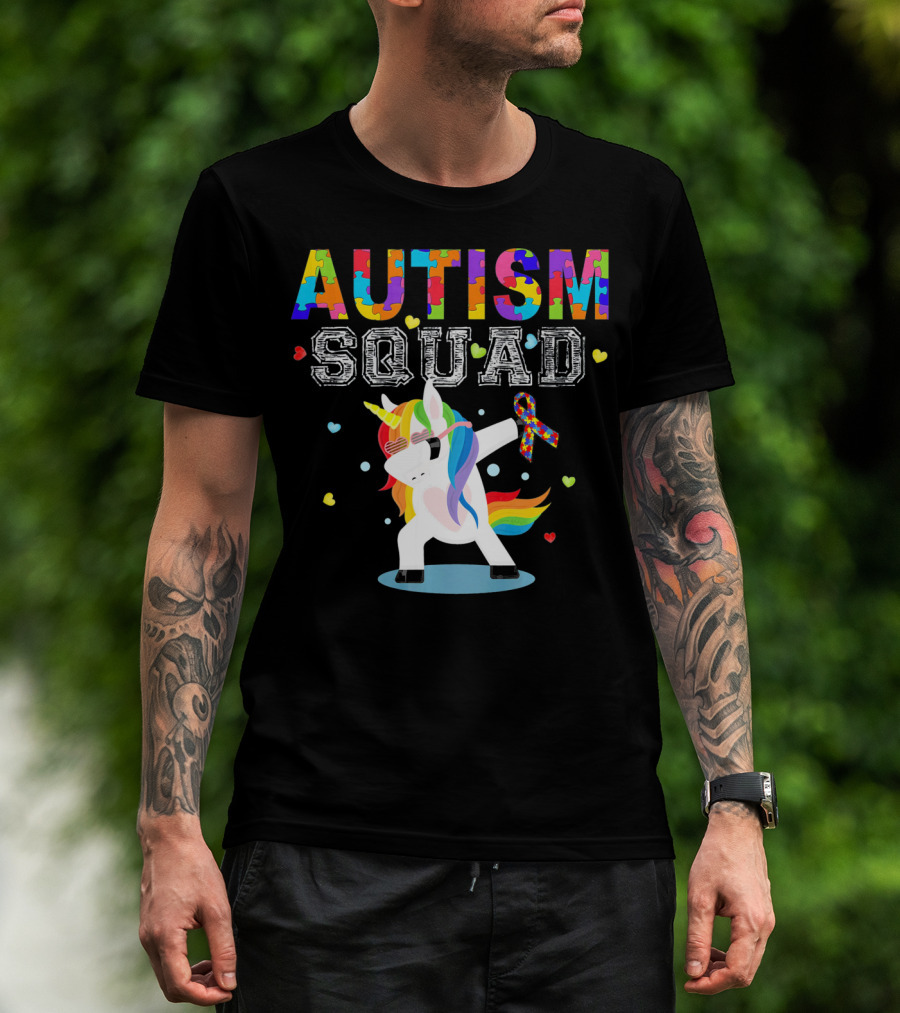 Autism Squad Unicorn Ribbon Autism Awareness T-Shirt