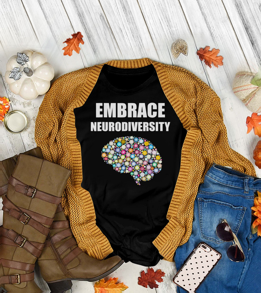 EMBRACE NEURODIVERSITY Colorful Brain Bubbles Design for ASD T-Shirt