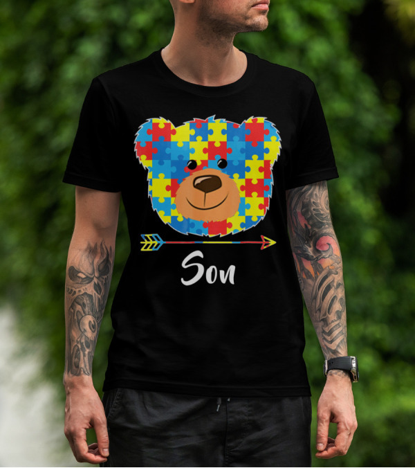 Son Bear Cute Face Puzzle Autism Awareness T-Shirt