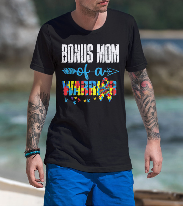 BONUS MOM OF A WARRIOR AUTISM AWARENESS PUZZLE T-Shirt