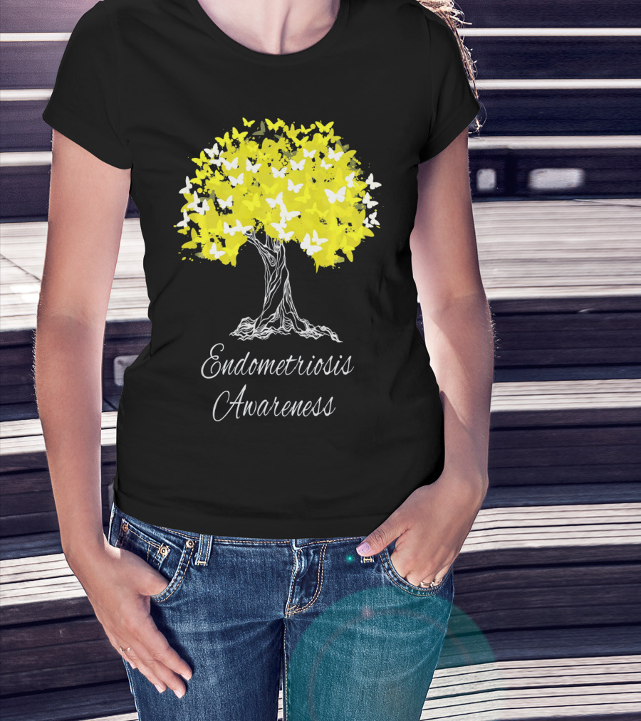 Endometriosis Awareness Butterfly Tree T-Shirt