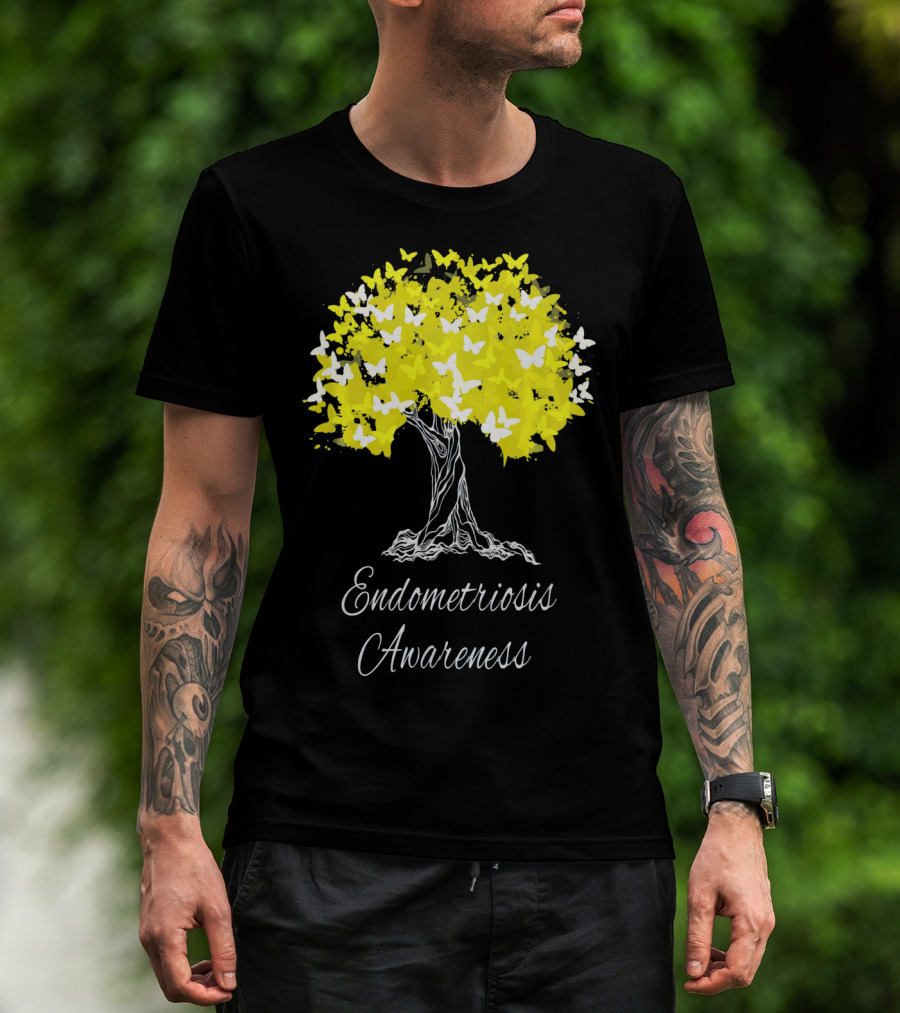 Endometriosis Awareness Butterfly Tree T-Shirt