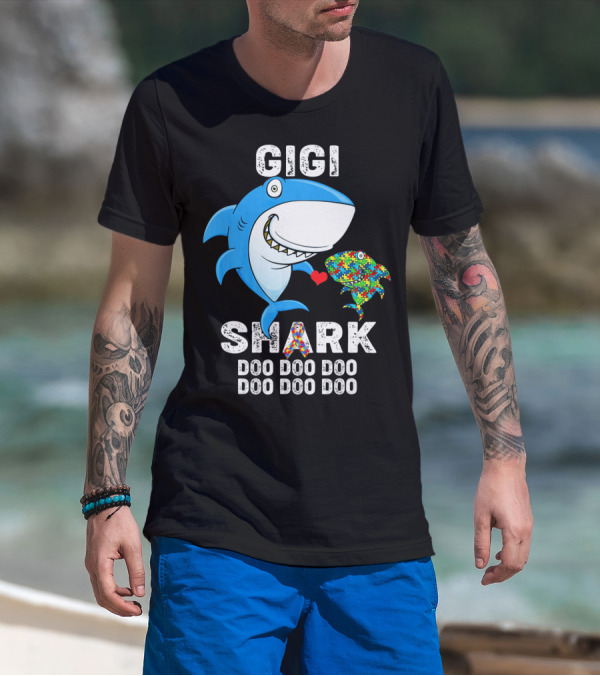 Gigi Shark Autism Awareness Doo Doo Doo Doo Doo Doo T-Shirt
