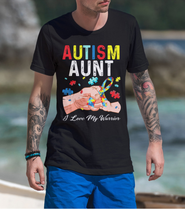 AUTISM AUNT I Love My Warrior Puzzle T-Shirt