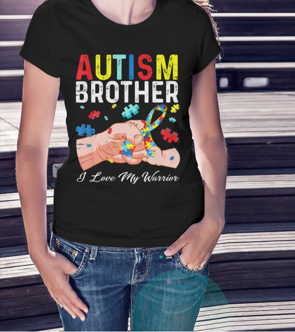 Autism Brother I Love My Warrior Puzzle T-Shirt