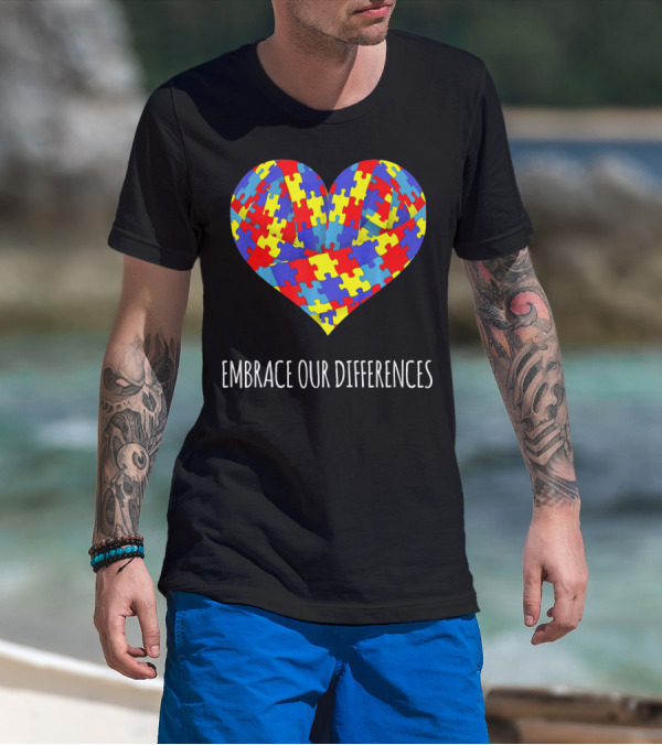 Embrace Our Differences Puzzle Heart Autism Awareness T-Shirt