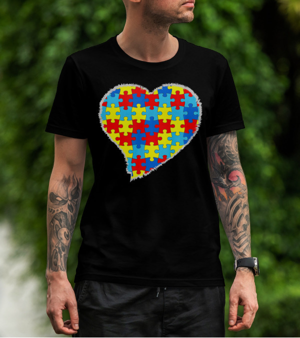 Autism Puzzle Pieces Heart Awareness T-Shirt
