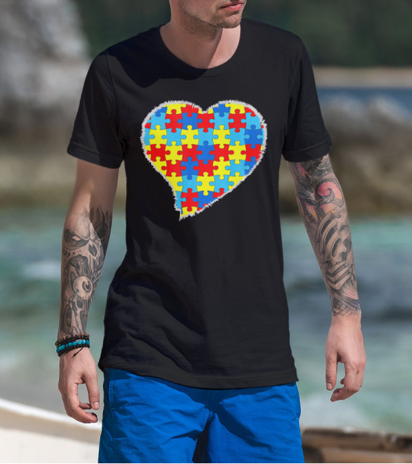 Autism Puzzle Pieces Heart Awareness T-Shirt