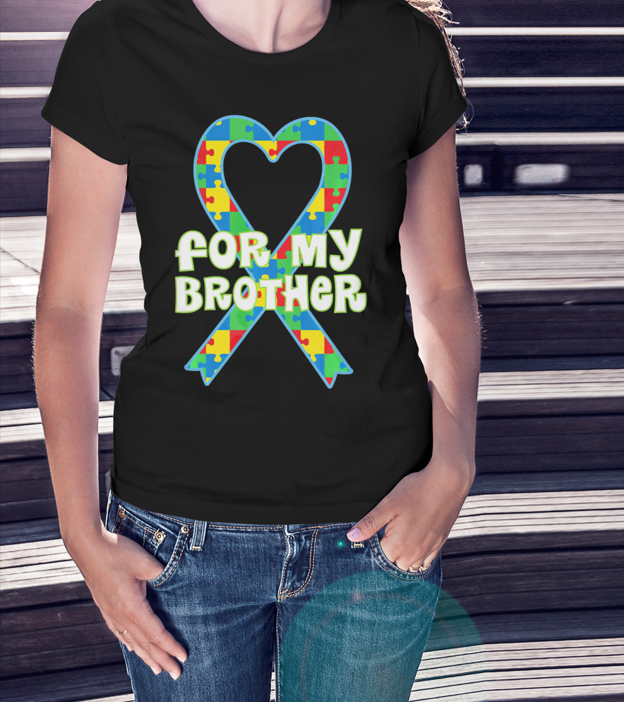 For My Brother Autism Awareness Puzzle T-Shirt