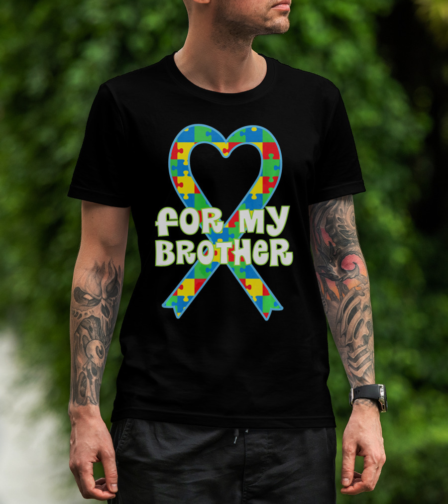 For My Brother Autism Awareness Puzzle T-Shirt