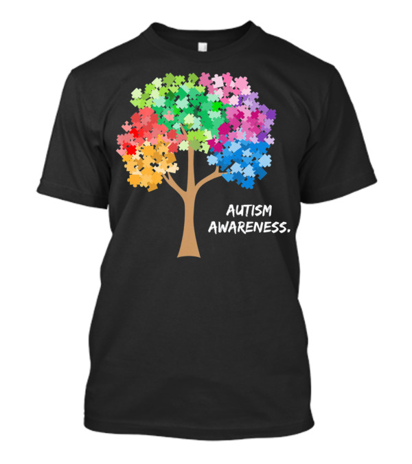 Autism Awareness Puzzles Tree Adults Rainbow T-Shirt