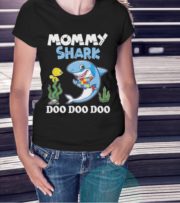 Mommy Shark Doo Doo Doo Puzzle Fish Sea Plants T-Shirt