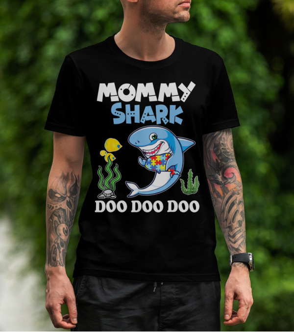 Mommy Shark Doo Doo Doo Puzzle Fish Sea Plants T-Shirt