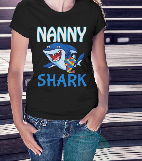 Nanny Shark Autism Awareness Puzzle Piece T-Shirt
