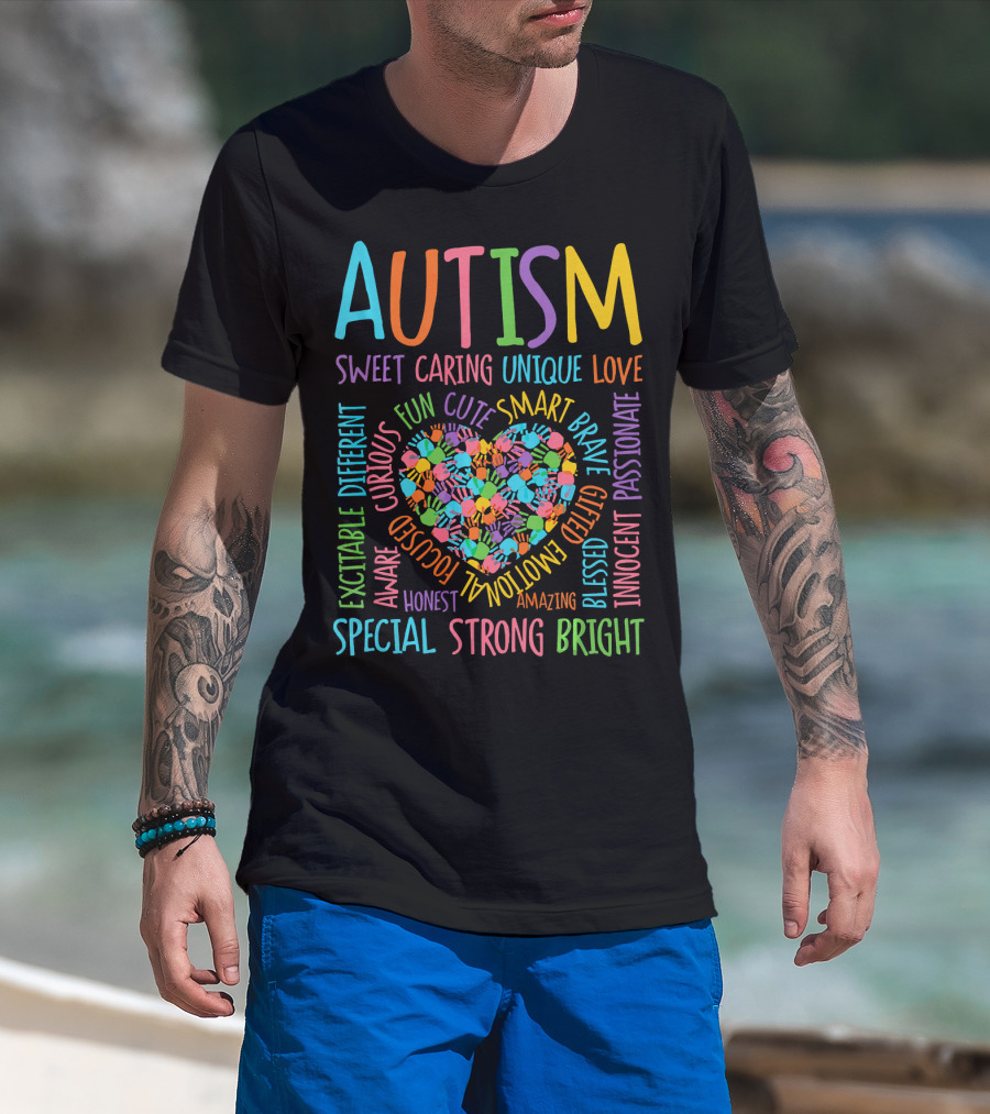 Autism Awareness Heart Puzzle Sweet Caring Unique Love Special Strong Bright T-Shirt