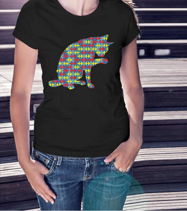 Abyssinian Autism Awareness Kitten Puzzle T-Shirt