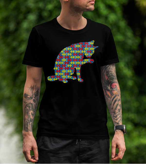 Abyssinian Autism Awareness Kitten Puzzle T-Shirt