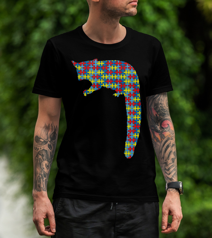 Cuscus Autism Awareness Puzzle Pattern Kids Monkey T-Shirt