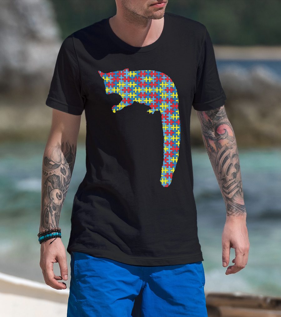 Cuscus Autism Awareness Puzzle Pattern Kids Monkey T-Shirt