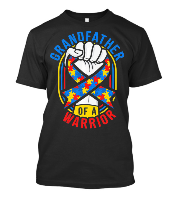 Grandfather Of A Warrior Autism Awareness Puzzle T-Shirt