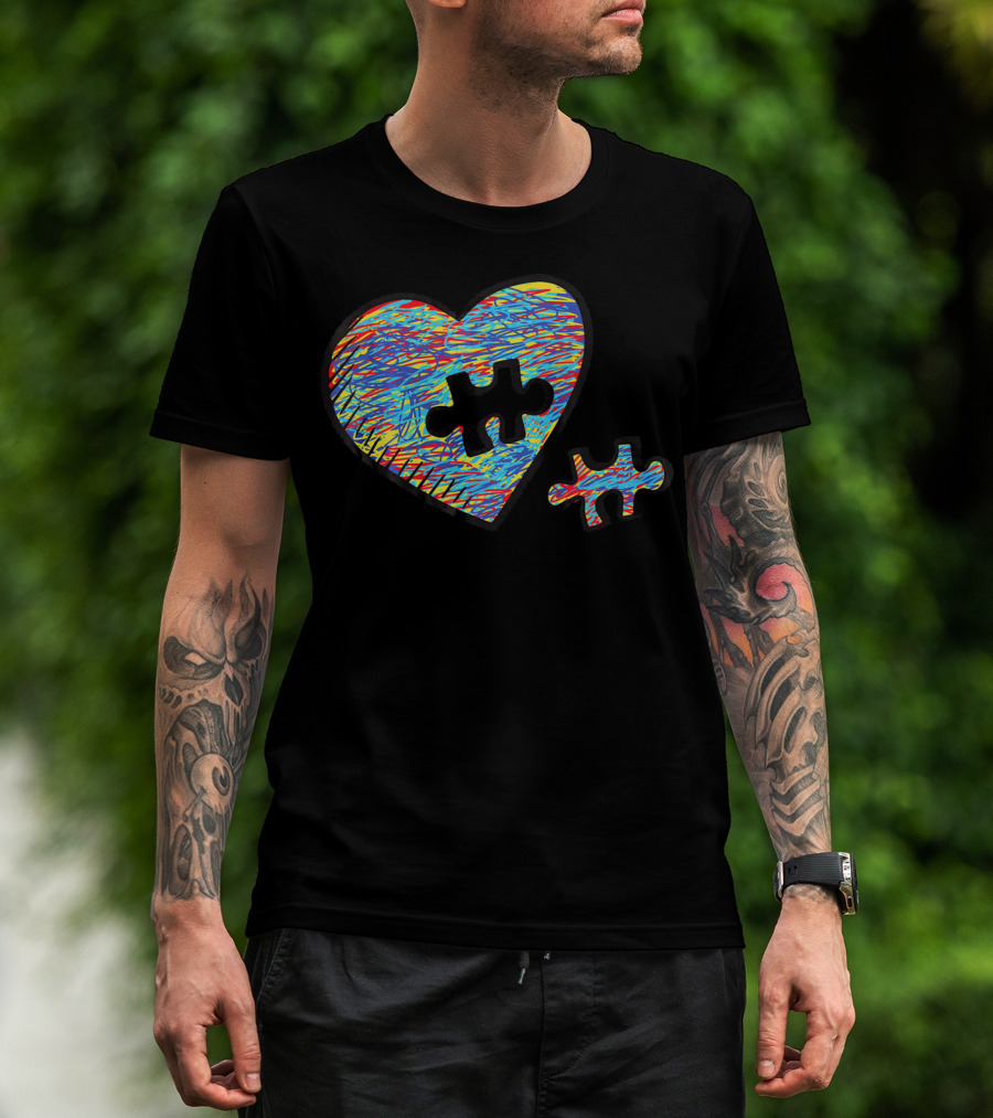 Autism Awareness Superpower Heart Puzzle Piece T-Shirt