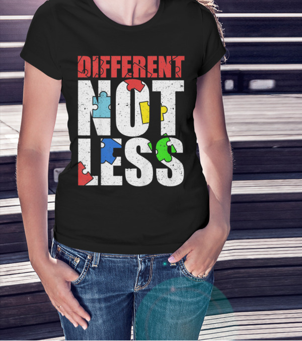 Kids Autism Awareness Different Not Less Puzzle Pieces T-Shirt