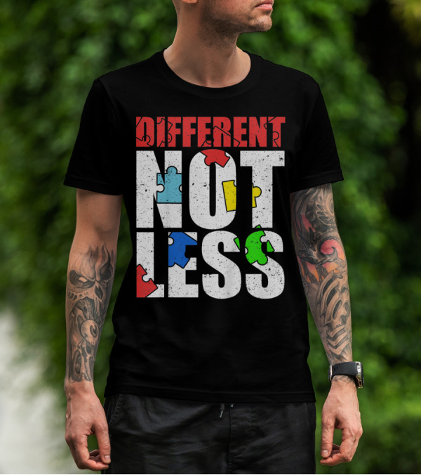 Kids Autism Awareness Different Not Less Puzzle Pieces T-Shirt