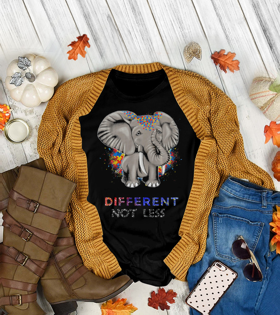 Different Not Less Autism Awareness Elephant T-Shirt