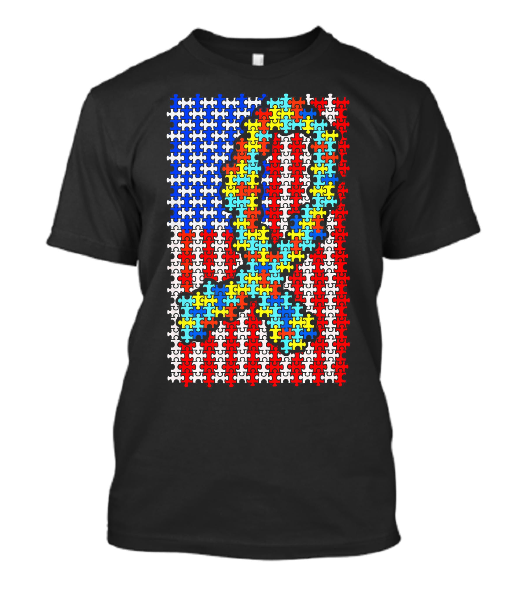 Autism Awareness Puzzle Ribbon US Flag Disability T-Shirt