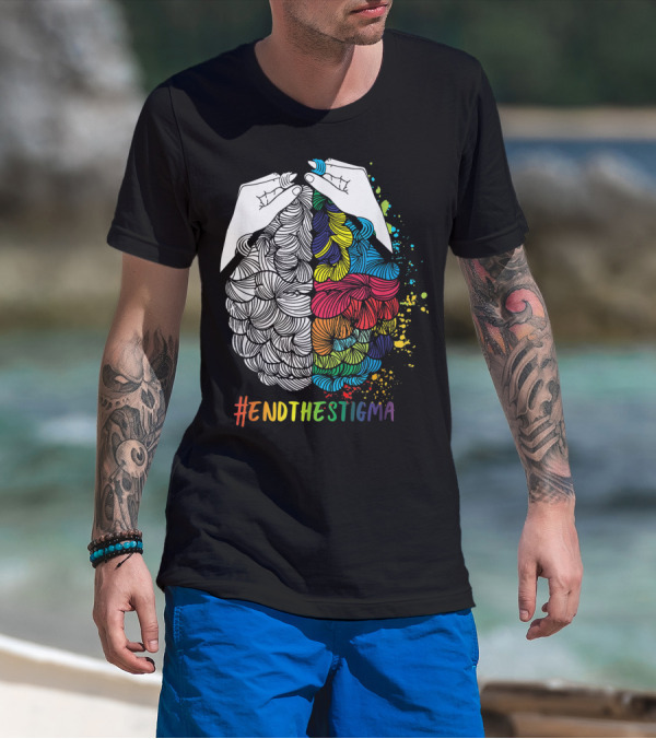 EndTheStigma Colorful Mental Health Matters Awareness T-Shirt