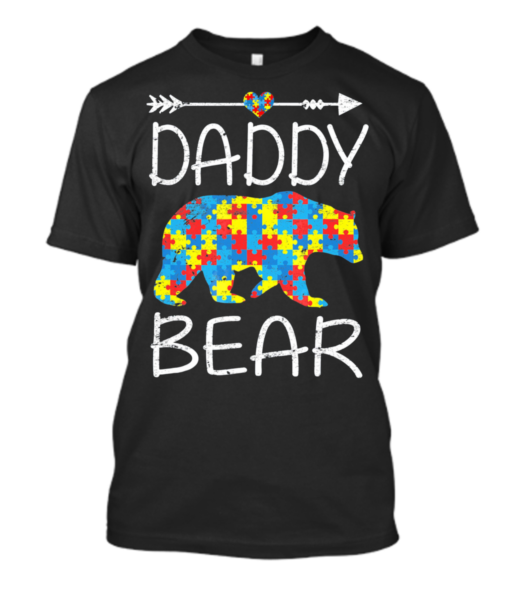 Daddy Bear Autism Awareness Puzzle Arrow Love T-Shirt