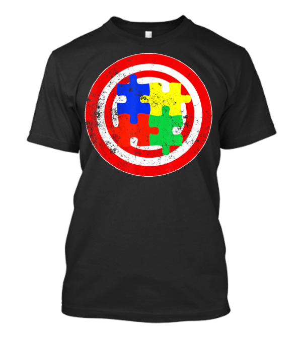 Autism Awareness Puzzle Shield Captain Autism T-Shirt