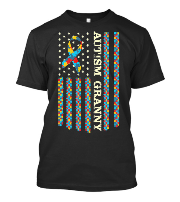 Autism Awareness Flag Puzzle Ribbon Proud Autism Granny T-Shirt