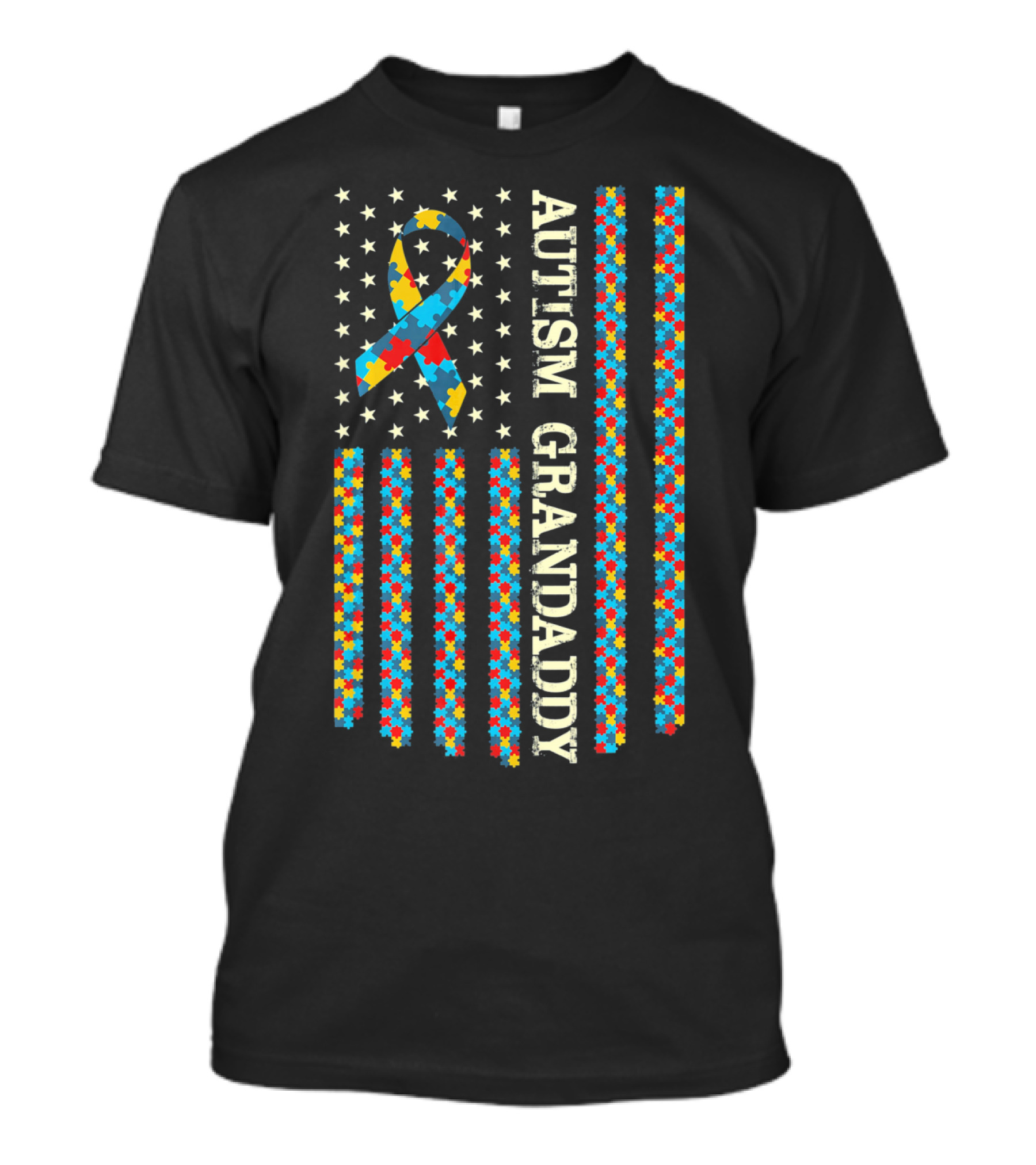 Autism Awareness Puzzle Flag Proud Autism Grandaddy T-Shirt