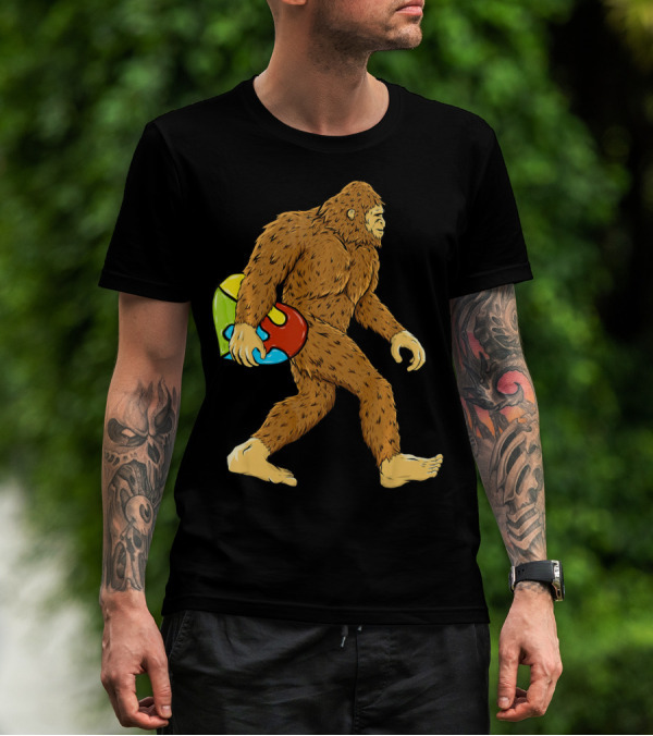 Autism Awareness Bigfoot Carrying Puzzle Heart T-Shirt
