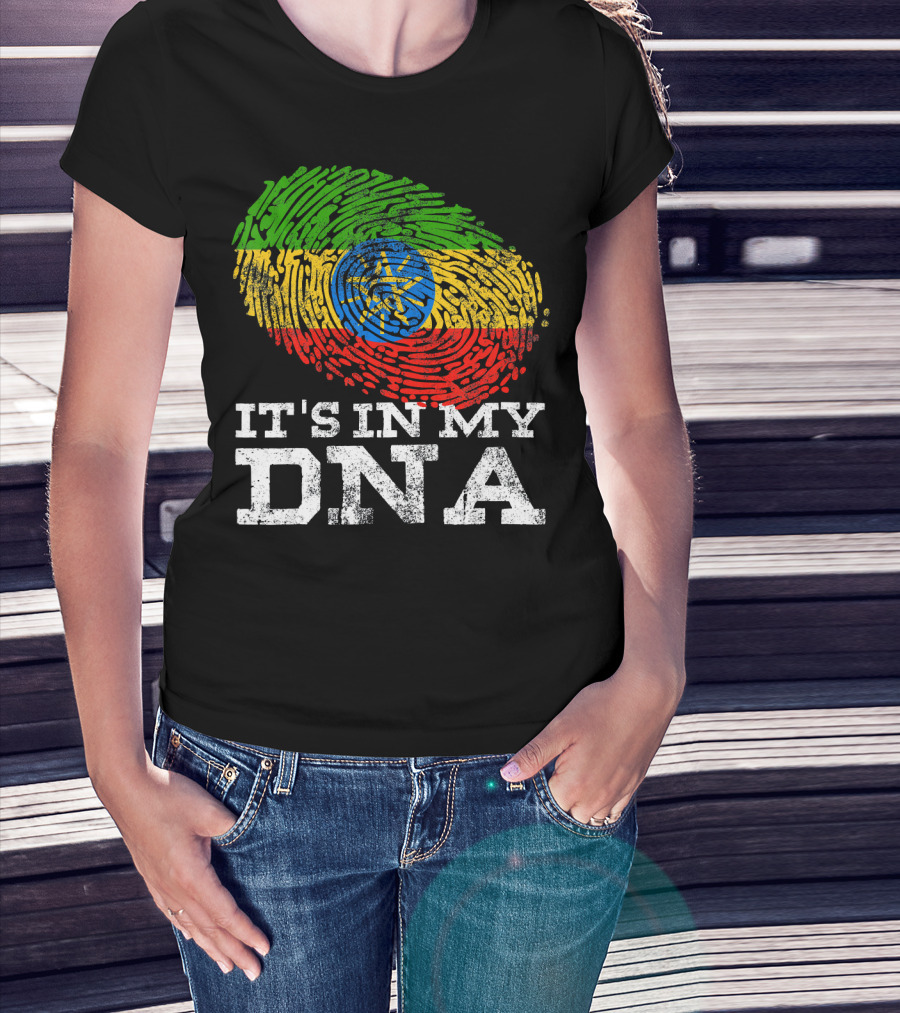 It's In My DNA Ethiopian Flag Fingerprint T-Shirt