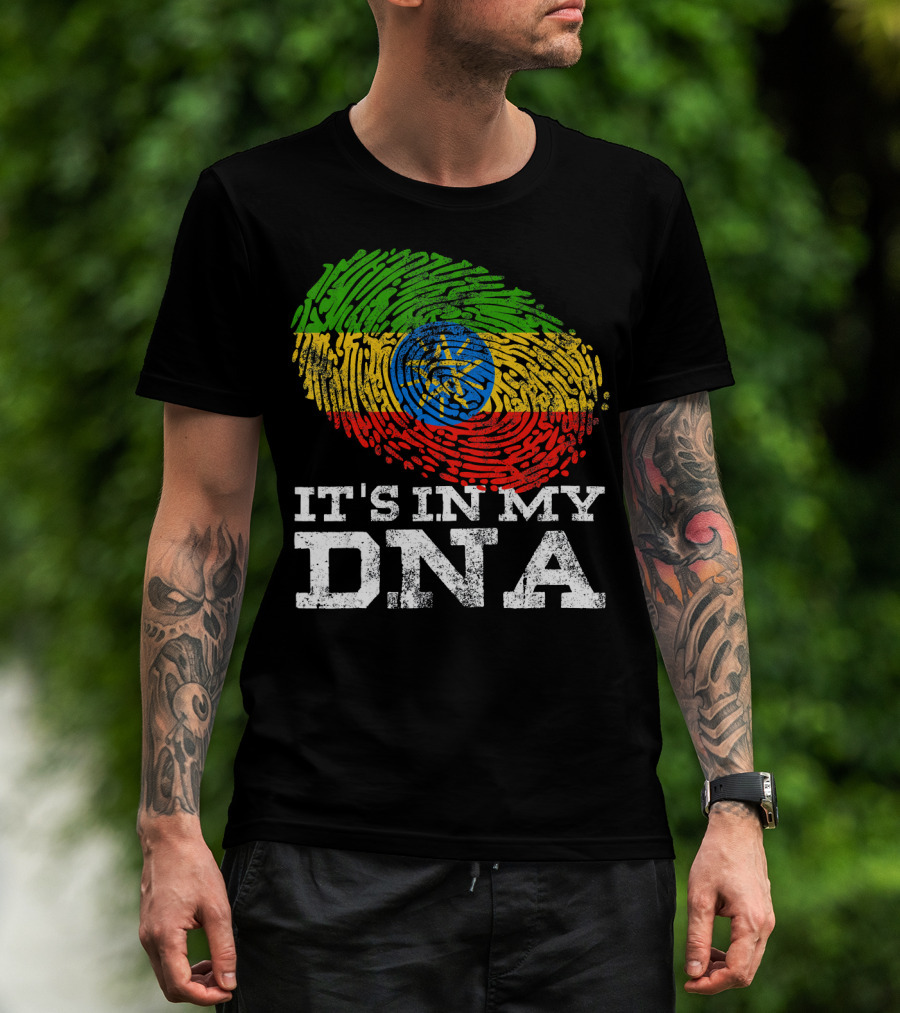 It's In My DNA Ethiopian Flag Fingerprint T-Shirt