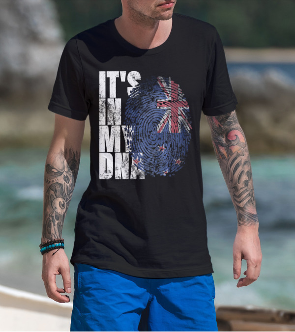 IT'S IN MY DNA New Zealand Maori Kiwi Flag Fingerprint T-Shirt