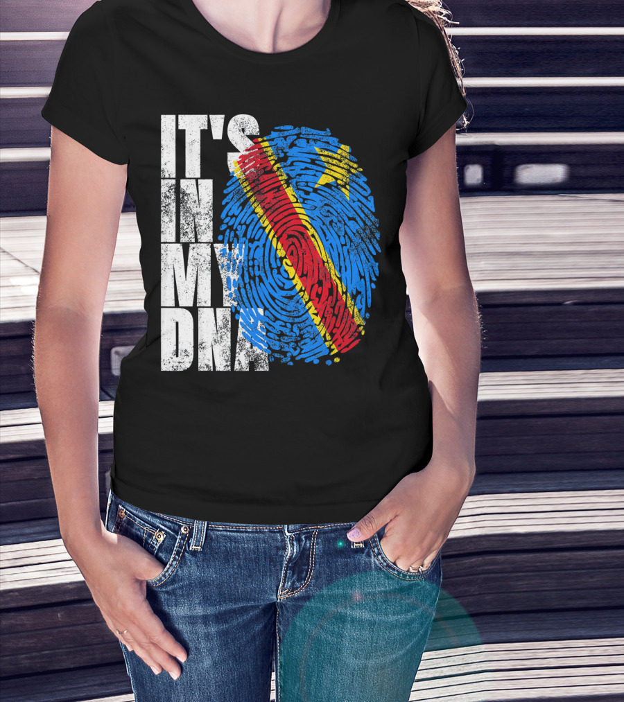 It's In My DNA Congo Flag Fingerprint Afro T-Shirt