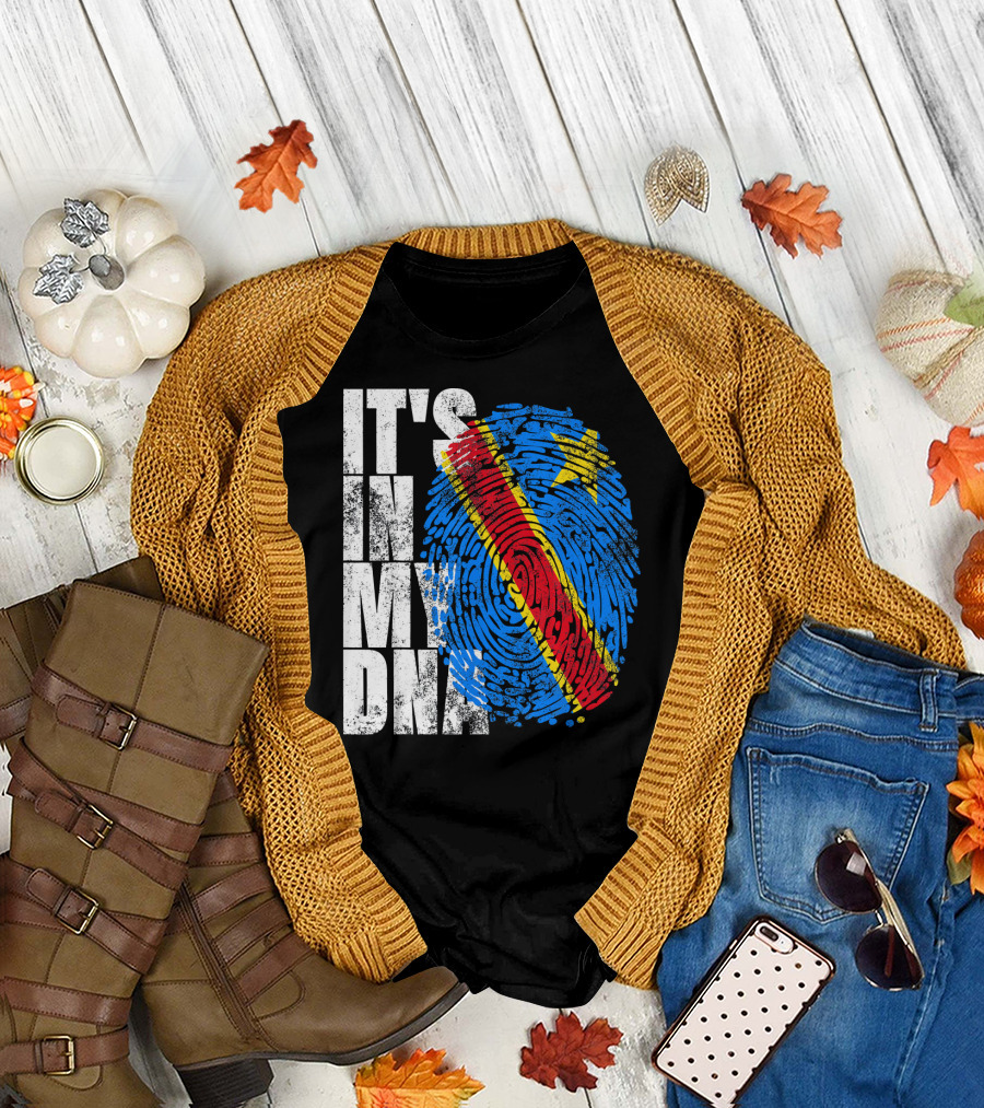 It's In My DNA Congo Flag Fingerprint Afro T-Shirt