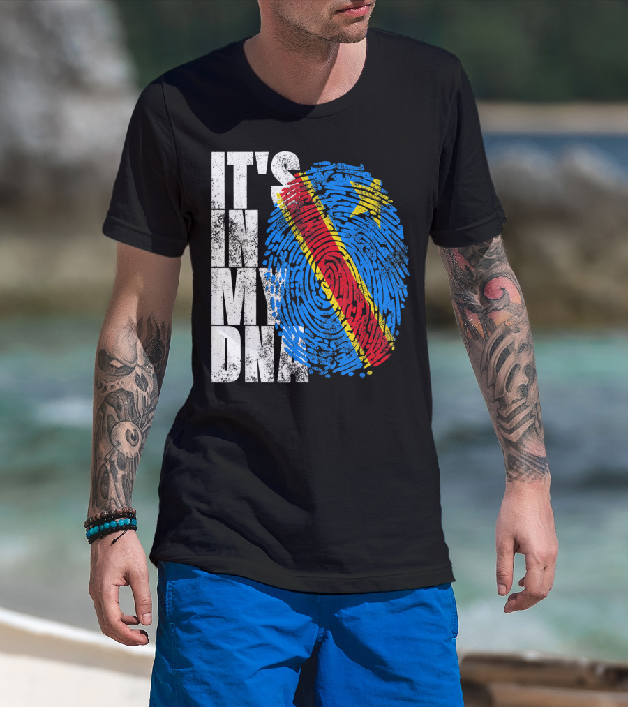 It's In My DNA Congo Flag Fingerprint Afro T-Shirt