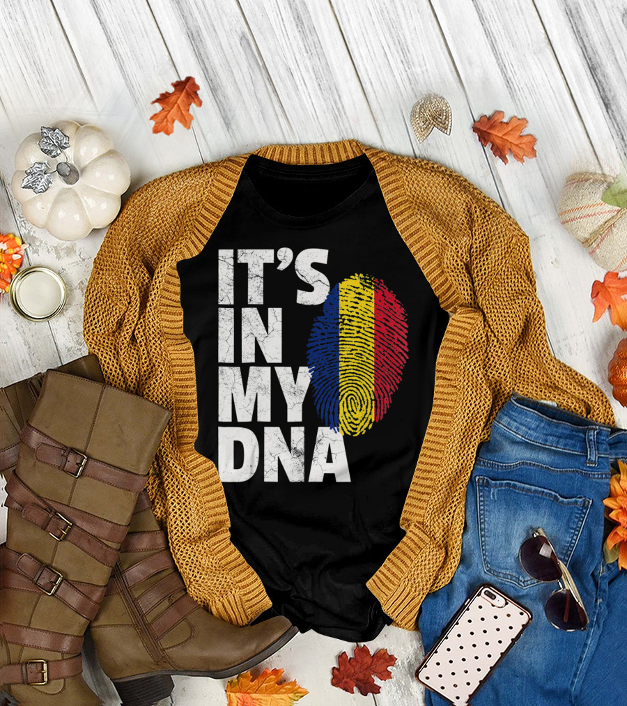 IT'S IN MY DNA Romanian Flag Fingerprint T-Shirt