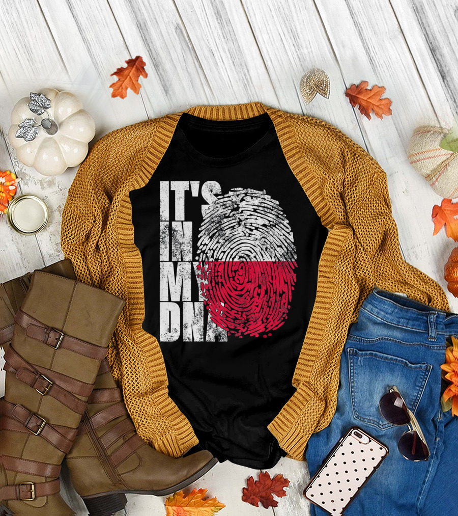It's In My DNA Polish Polska Flaga Fingerprint T-Shirt