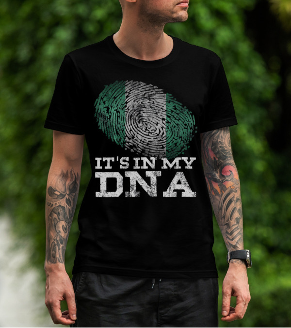 It's In My DNA Nigerian Flag Fingerprint Afro T-Shirt