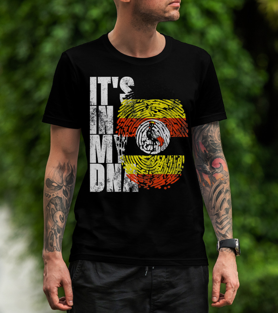 It's In My DNA Uganda African American Flag Fingerprint T-Shirt