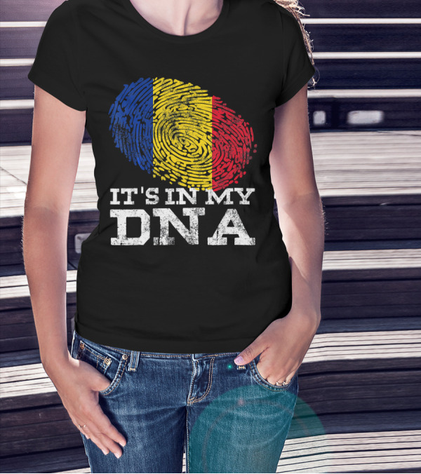 It's In My DNA Romanian American Co Fingerprint Romanian Flag T-Shirt