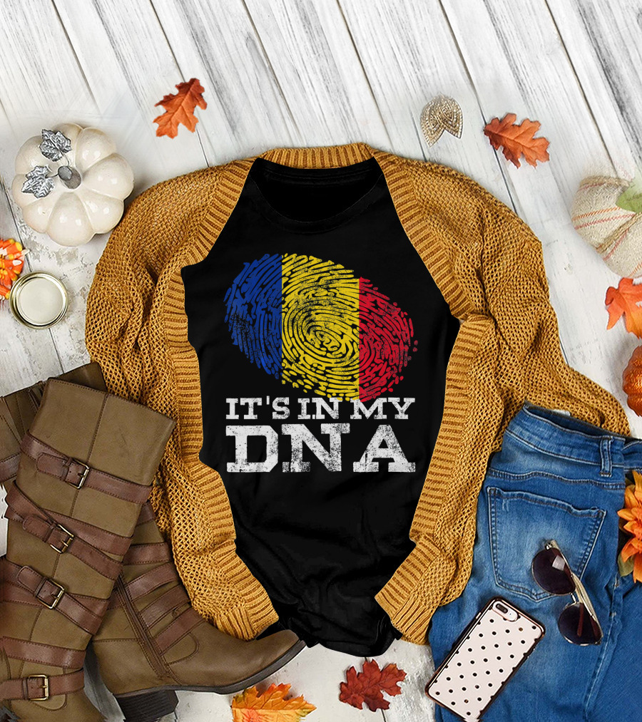 It's In My DNA Romanian American Co Fingerprint Romanian Flag T-Shirt